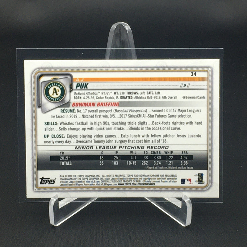 2020 TOPPS BOWMAN CHROME - A.J. PUK -