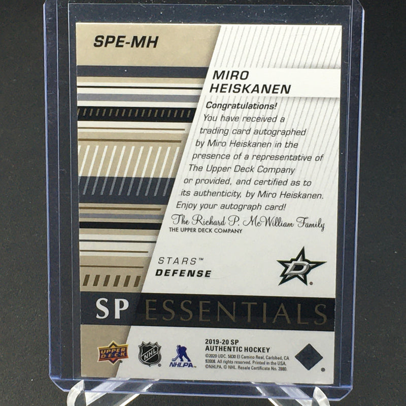 2019 UPPER DECK SP AUTHENTIC - SP ESSENTIALS - M. HEISKANEN - #SPE-MH - #'D/99 - AUTOGRAPH