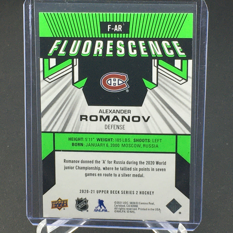 2020 UPPER DECK SERIES TWO - GREEN - FLUORESCENCE - A. ROMANOV - #F-AR - #'D/15