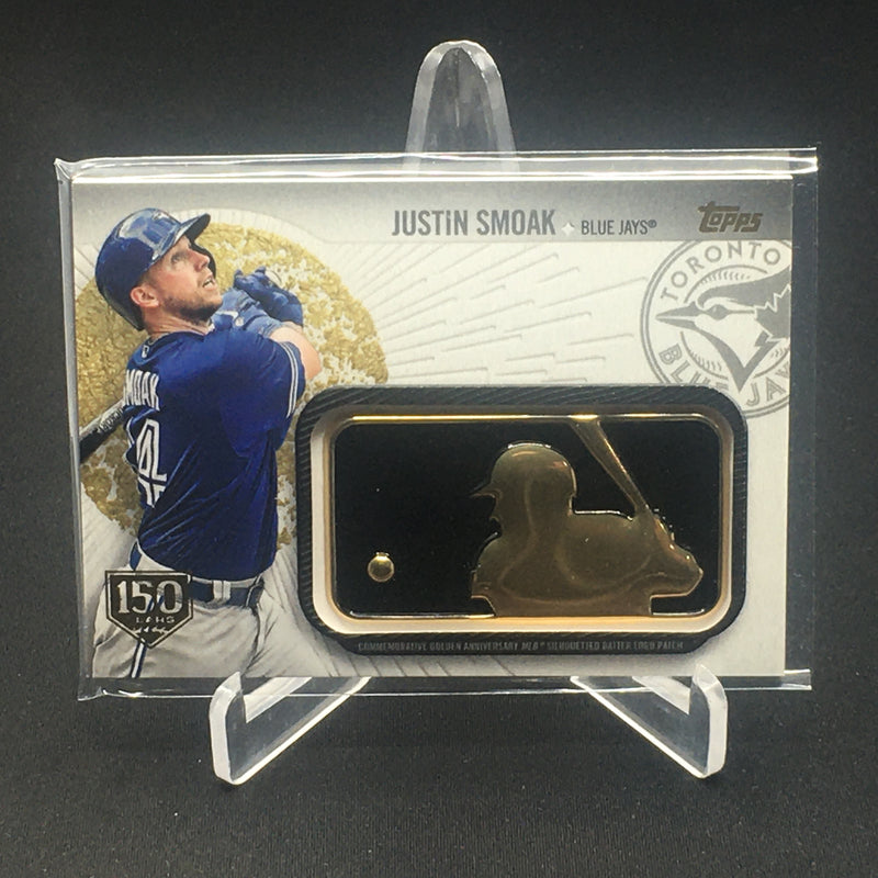 2019 TOPPS SERIES TWO - COMMEMORATIVE GOLDEN ANNIVERSARY - J. SMOAK - #GAP-JSM - #'D/150 - SILHOUETTED BATTER LOGO PATCH - RC