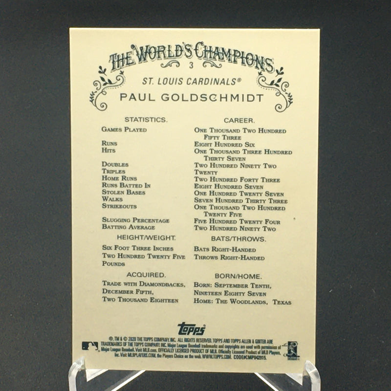 2020 TOPPS CHROME ALLEN AND GINTER - SILVER REFRACTOR - P. GOLDSCHMIDT -