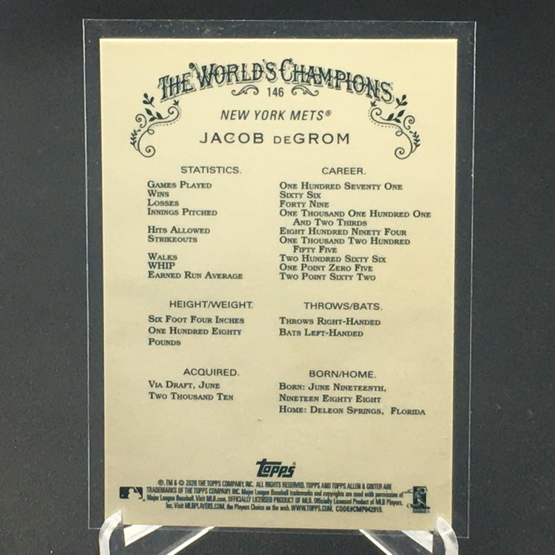 2020 TOPPS CHROME ALLEN AND GINTER - SILVER REFRACTOR - J. DEGROM -