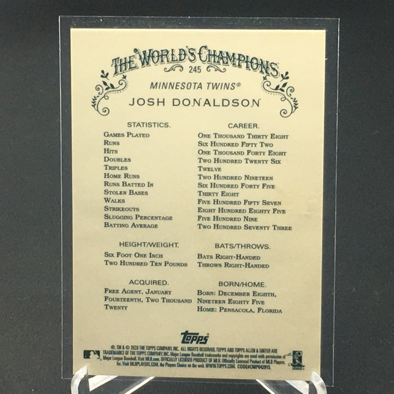 2020 TOPPS CHROME ALLEN AND GINTER - SILVER REFRACTOR - J. DONALDSON -