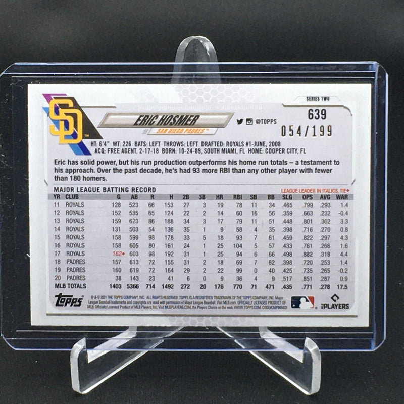 2021 TOPPS SERIES TWO - 70 TOPPS - RED PARALLEL - E. HOSMER - #639 - #'D/199