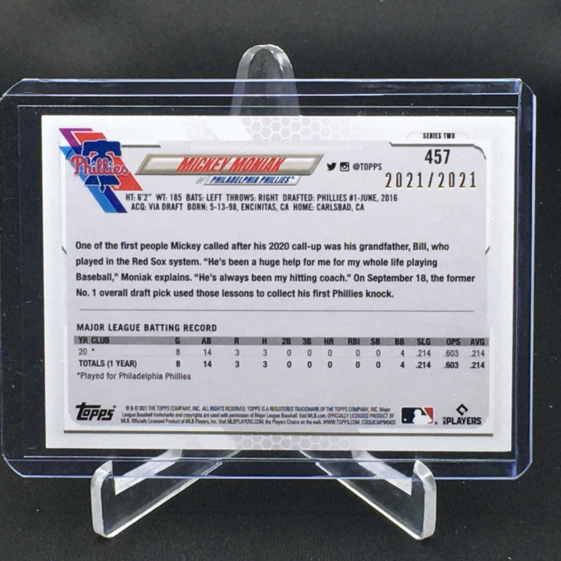 2021 TOPPS SERIES TWO - 70 TOPPS - GOLD - M. MONIAK - #457 - #'D/2021 - RC