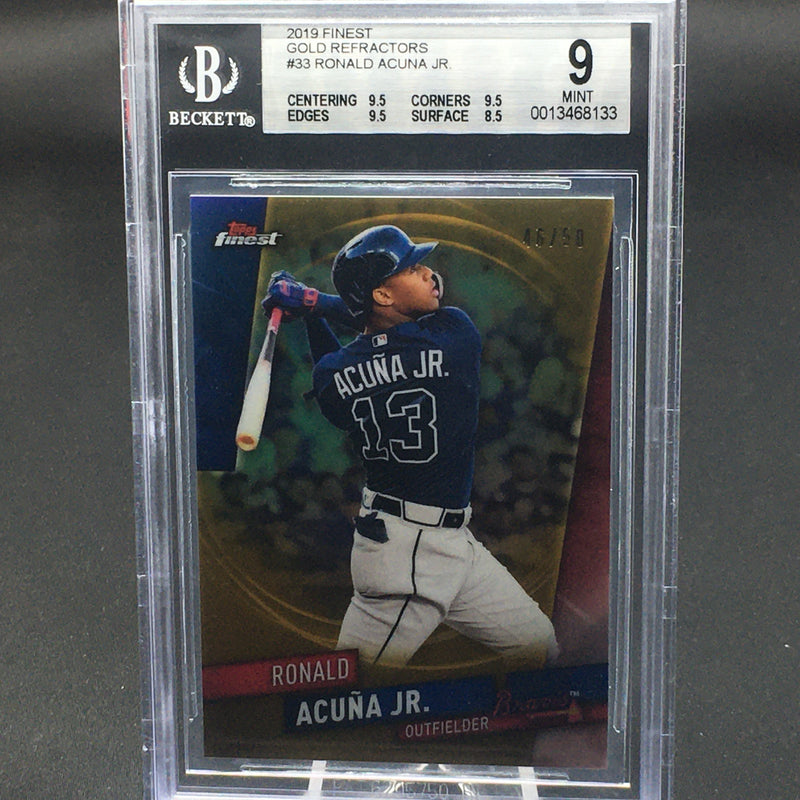 2019 TOPPS FINEST - GOLD REFRACTOR - R. ACUNA JR. - #33 - #'D/50 - BGS 9