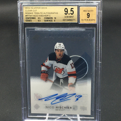 2018 UPPER DECK CLEAR CUT - ROOKIE TRIBUTE - N. HISCHIER - #RT-NH - BGS 9.5 - AUTOGRAPH BGS 9