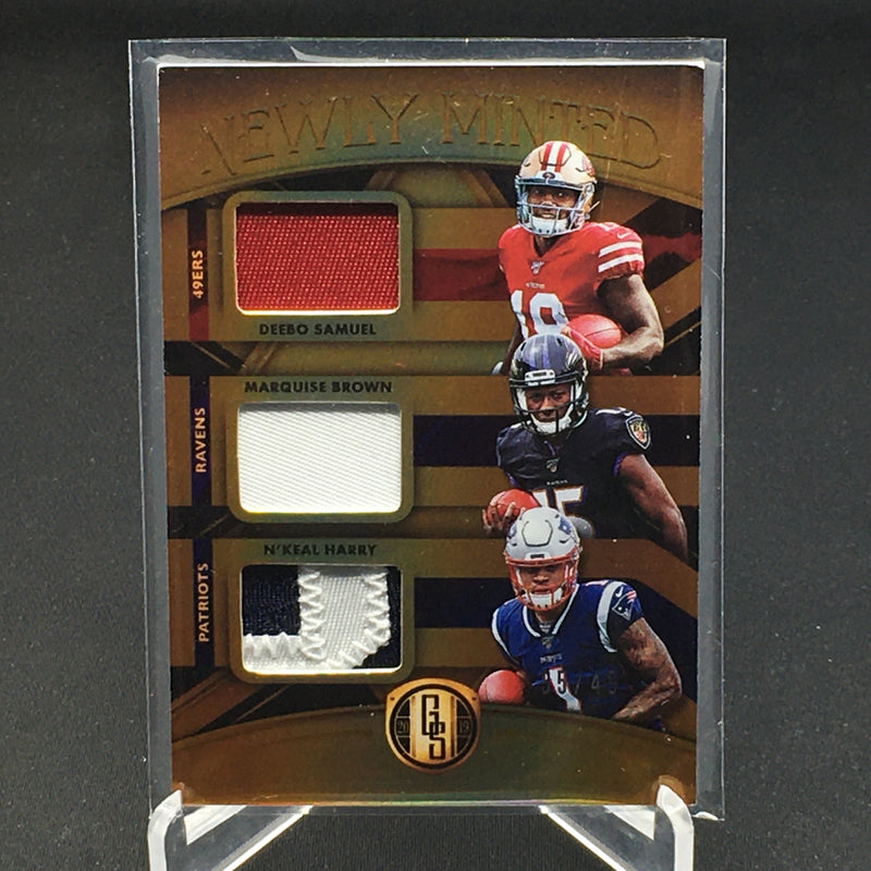 2019 PANINI GOLD STANDARD - NEWLY MINTED - D. SAMUEL / M. BROWN / N. HARRY - #NMMT-2 - #'D/49 - TRIPLE RELIC