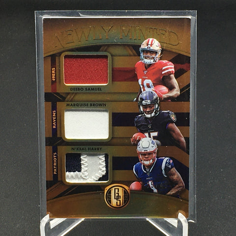 2019 PANINI GOLD STANDARD - NEWLY MINTED - D. SAMUEL / M. BROWN / N. HARRY - #NMMT-2 - #'D/49 - TRIPLE RELIC