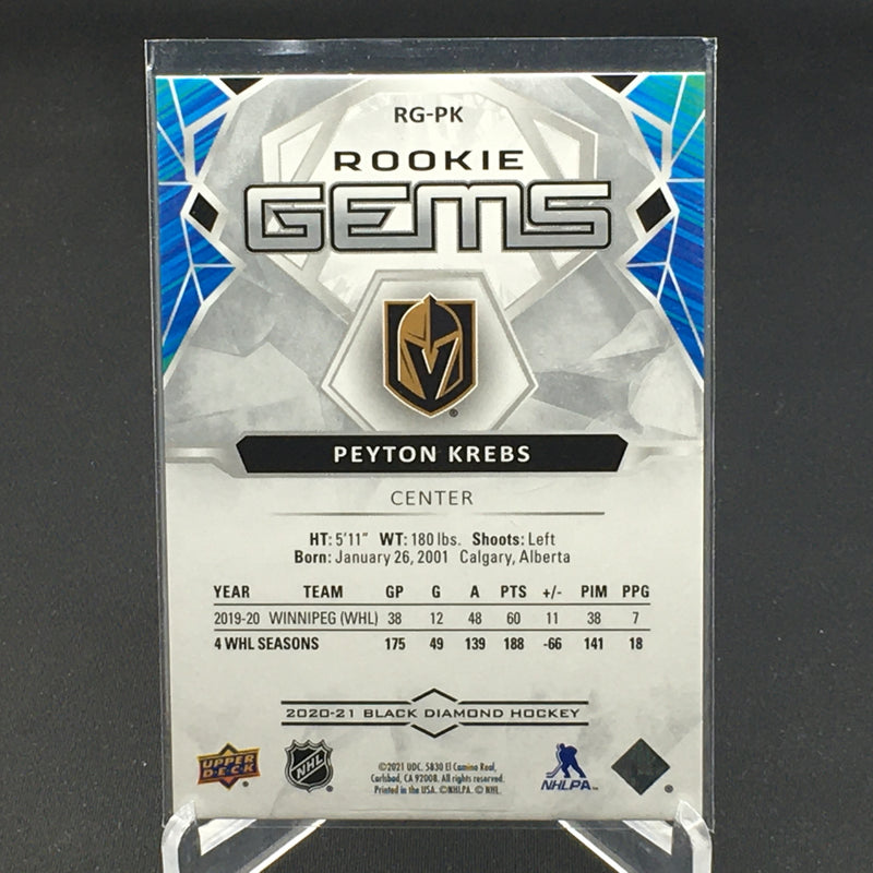 2020 UPPER DECK BLACK DIAMOND - ROOKIE GEMS - P. KREBS - #RG-PK - #'D/399 - RC