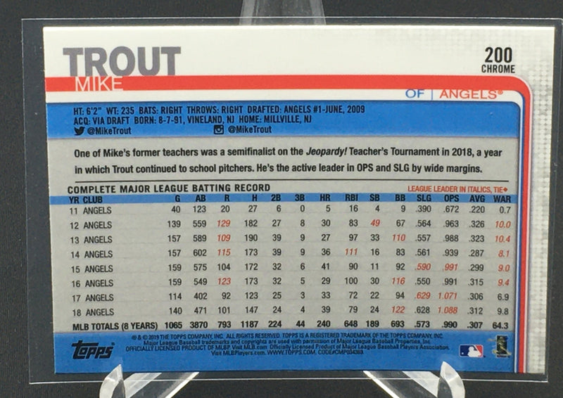 2019 TOPPS CHROME - M. TROUT -