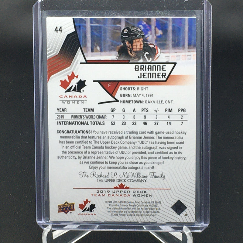 2019 UPPER DECK TEAM CANADA WOMAN - B. JENNER - #44 - #'D/199 - PATCH - AUTOGRAPH