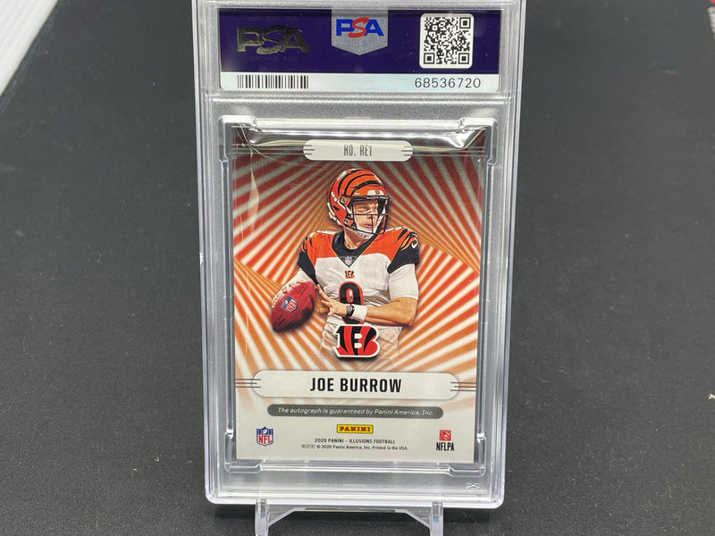 2020 PANINI ILLUSIONS - ROOKIE ENDORSEMENTS - GREEN - J. BURROW - #RE1 - #'D/10 - AUTOGRAPH - PSA 9 - RC