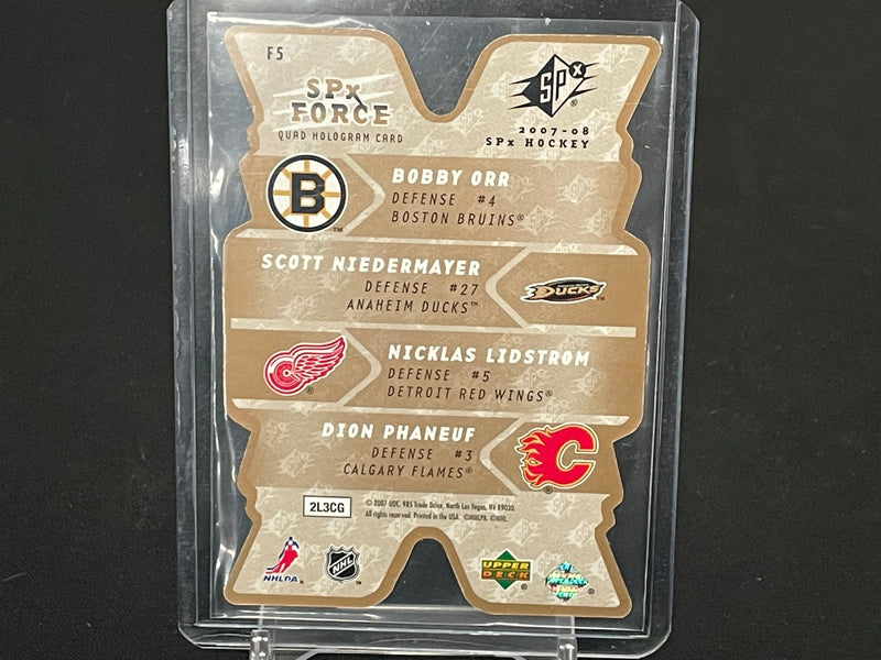 2007 UPPER DECK SPX - SPX FORCE - QUAD HOLOGRAM CARD - B. ORR / S. NIEDERMAYER / N. LIDSTRON / D. PHANEUF -