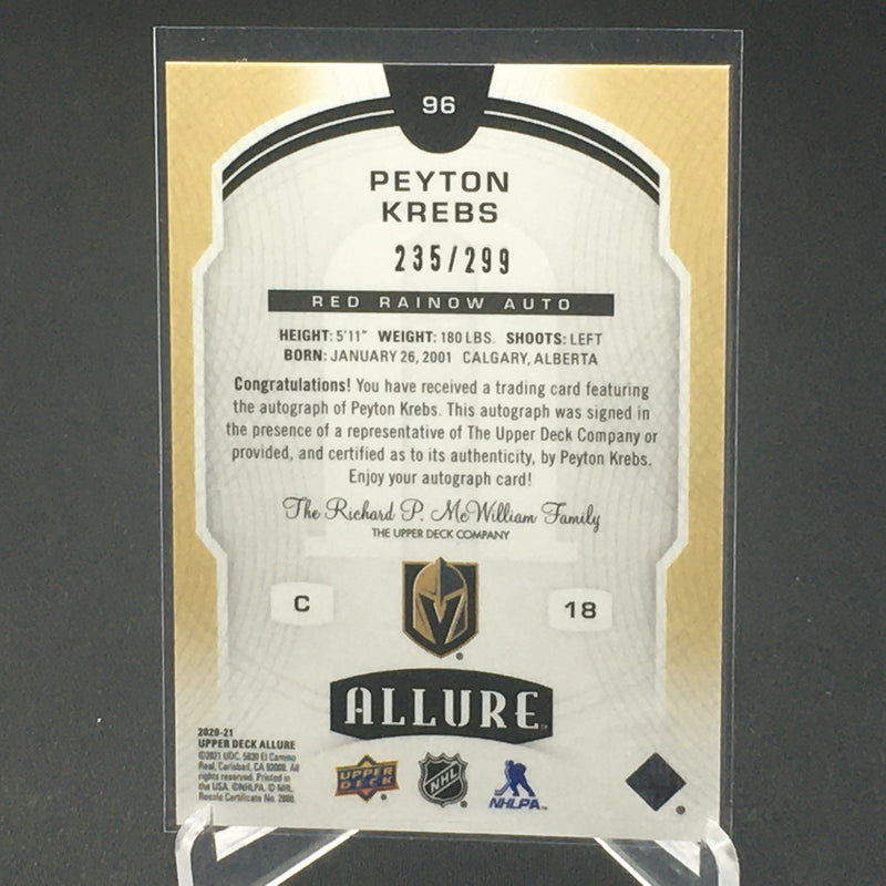 2020 UPPER DECK ALLURE - RED RAINBOW - P. KREBS - #96 - #'D/299 - AUTOGRAPH - RC