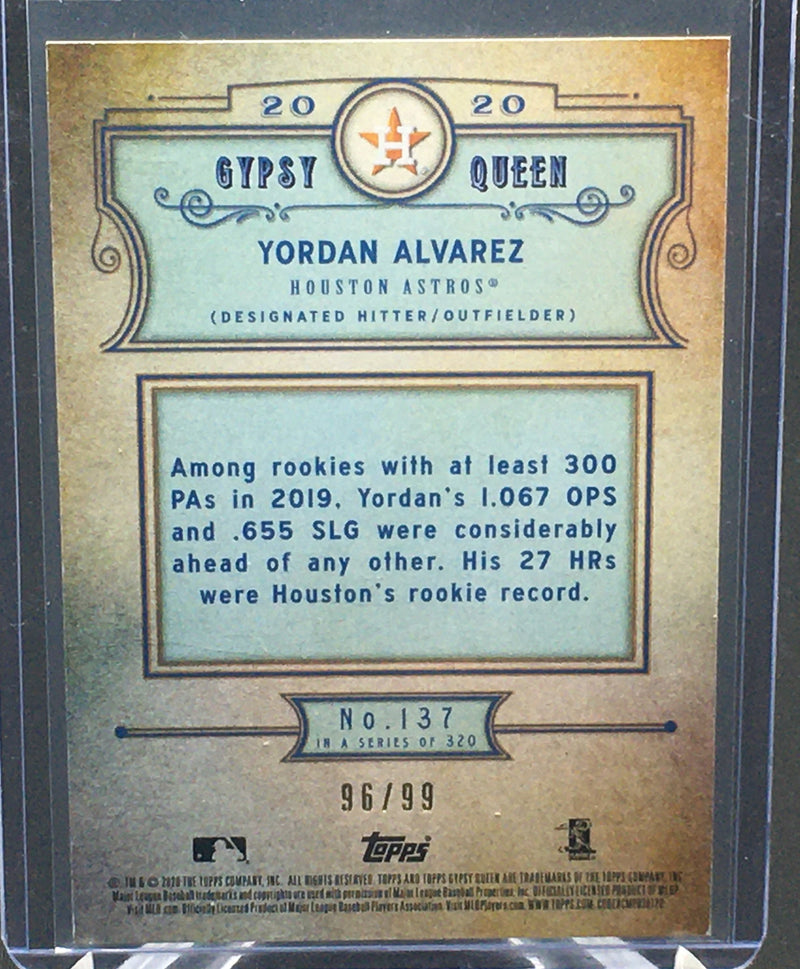 2020 TOPPS GYPSY QUEEN - Y. ALVAREZ - #137 - #'D/99 - BLUE REFRACTOR - RC