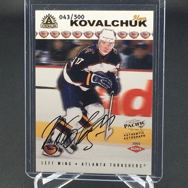 2001 PACIFIC TRADING CARDS - ADRENALINE - I. KOVALCHUK - #203 - #'D/500 - AUTOGRAPH - RC