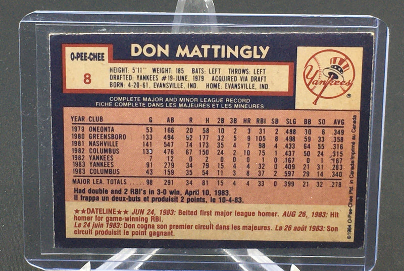 1984 O-PEE-CHEE - D. MATTINGLY -