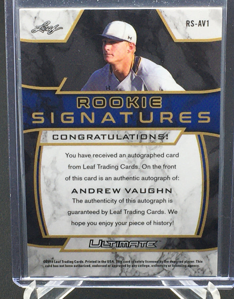 2019 LEAF ULTIMATE - ROOKIE SIGNATURES - A. VAUGHN - #RS-AV1 - #'D/5 - AUTOGRAPH