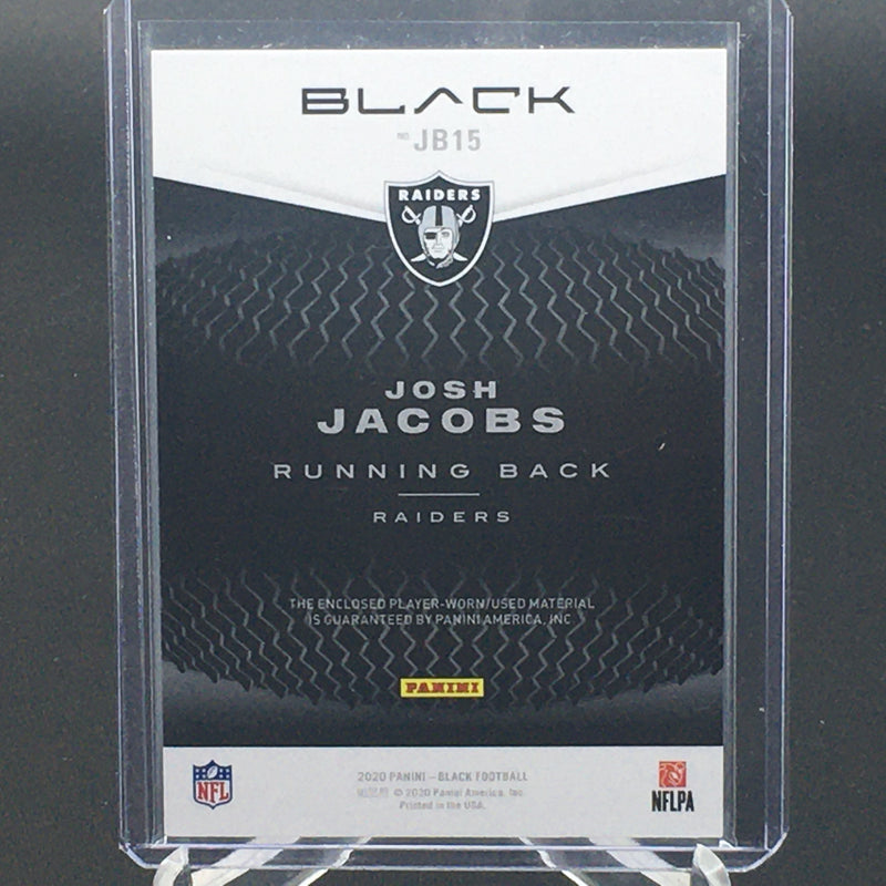 2020 PANINI BLACK - JET BLACK MATERIALS - J. JACOBS - #JB15 - #'D/99 - JERSEY RELIC