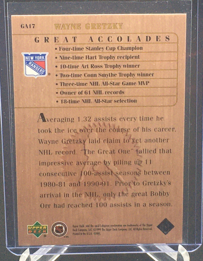 1999 UPPER DECK GREAT ACCOLADES - W. GRETZKY -