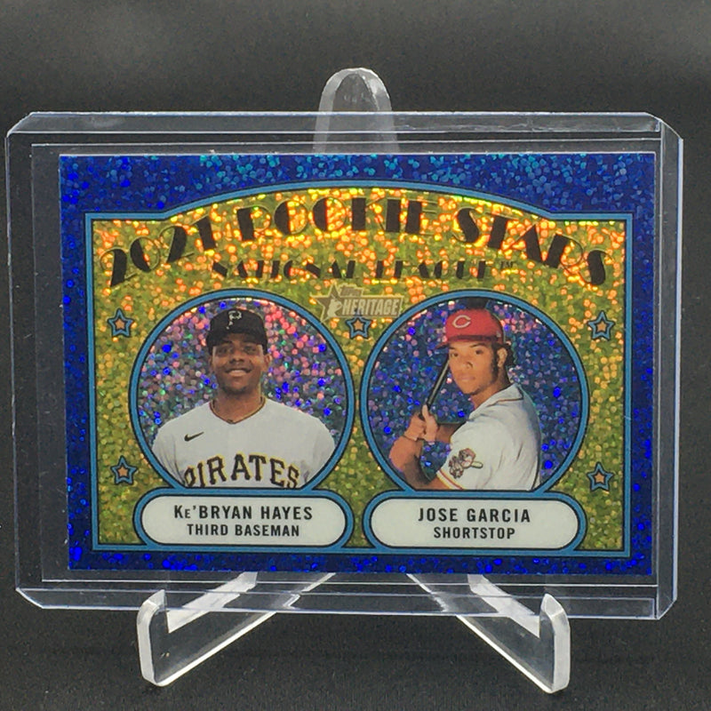 2021 TOPPS HERITAGE - BLUE SPARKLE - ROOKIE STARS NATIONAL LEAGUE - K. HAYES / J. GARCIA -