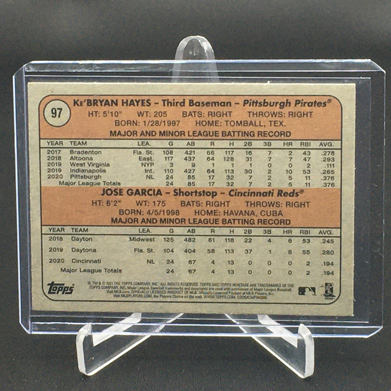 2021 TOPPS HERITAGE - BLUE SPARKLE - ROOKIE STARS NATIONAL LEAGUE - K. HAYES / J. GARCIA -