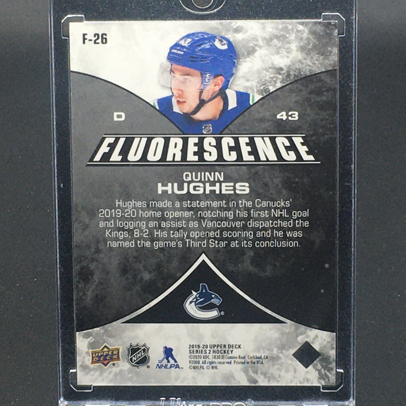 2019 UPPER DECK SERIES TWO - BLUE FLUORESCENCE - Q. HUGHES - #F-26 - #'D/50