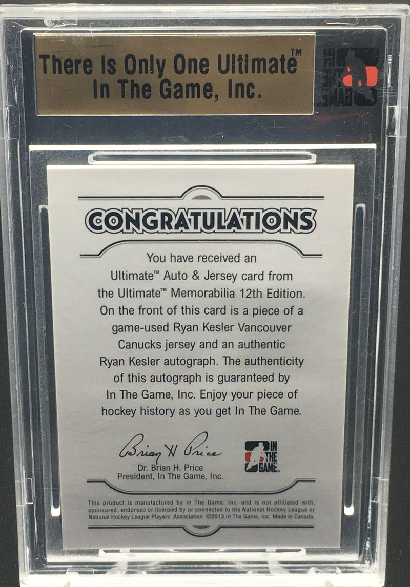 2012 IN THE GAME ULTIMATE MEMORBILIA - R. KESLER - AUTO/JERSEY SILVER