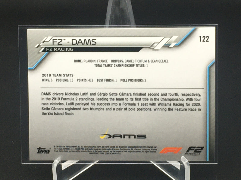 2020 TOPPS CHROME F1 - F2 DAMS LOGO -