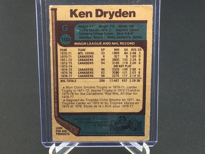 1977 O-PEE-CHEE - 1ST TEAM ALL STAR - K . DRYDEN -