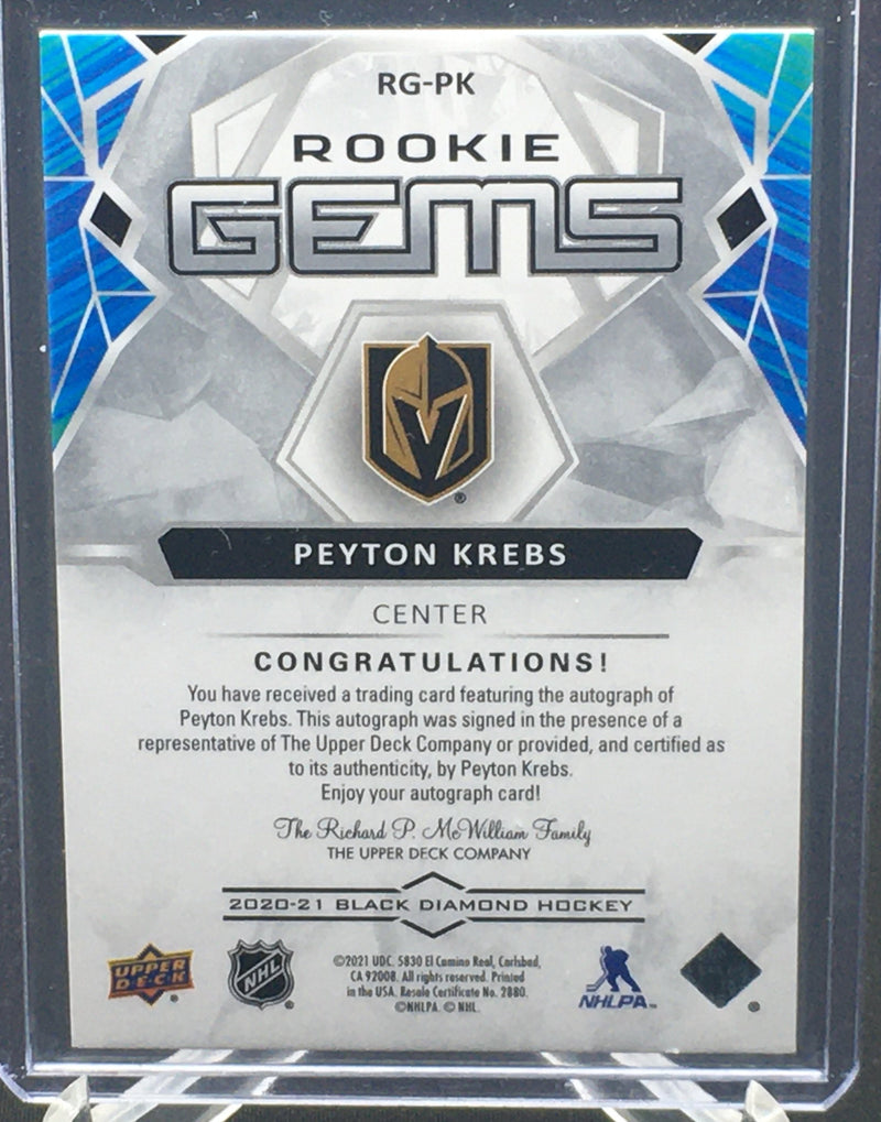 2020 UPPER DECK BLACK DIAMOND - P. KREBS - #RG-PK - #'D/99 - AUTOGRAPH