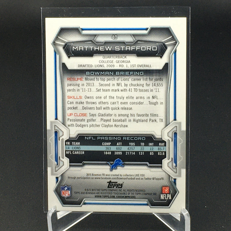 2015 TOPPS BOWMAN - BLACK - B. STAFFORD -