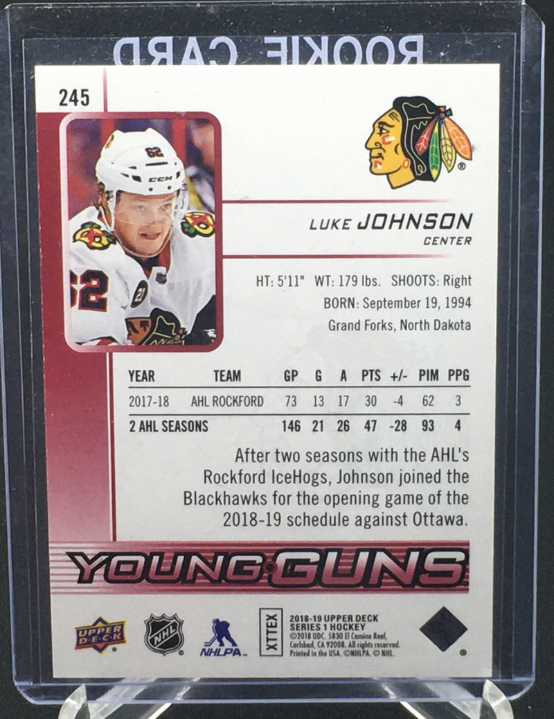 2018 UPPER DECK SERIES ONE - EXCLUSIVES - YOUNG GUNS - L. JOHNSON - #245 - #'D/100 - RC