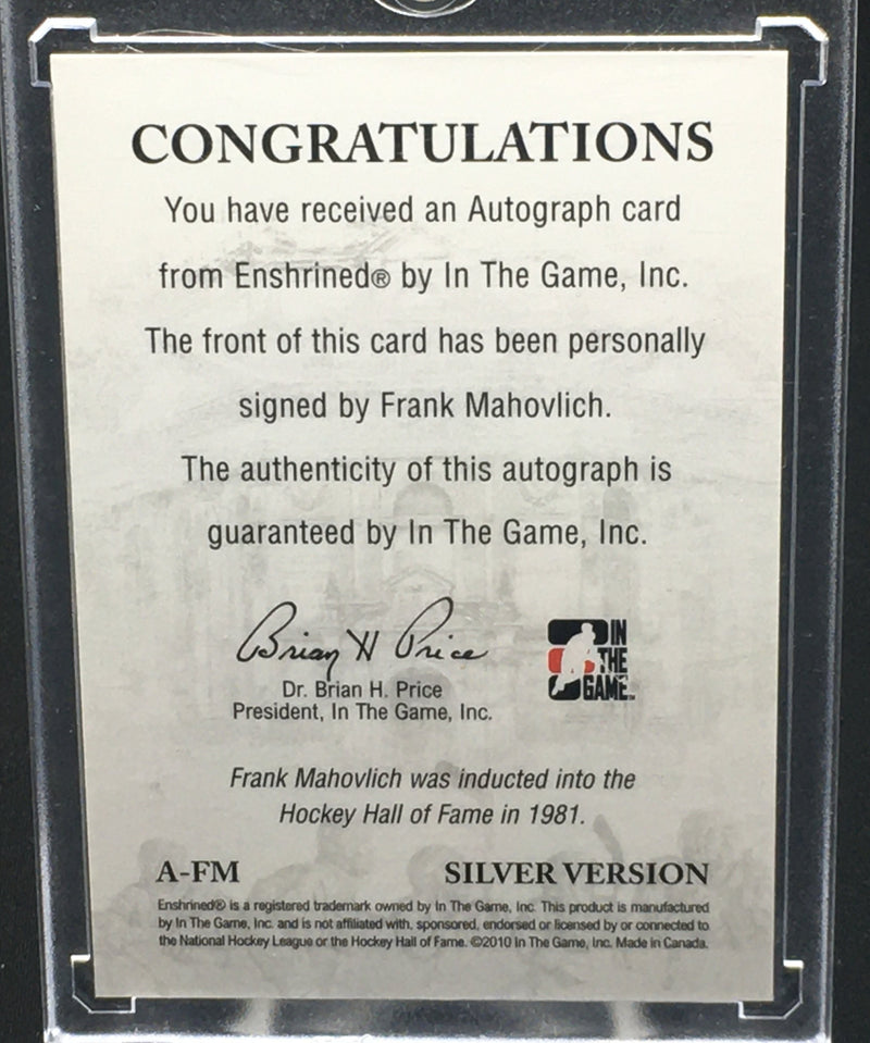 2010 IN THE GAME ENSHRINED - F. MAHOVOLICH -