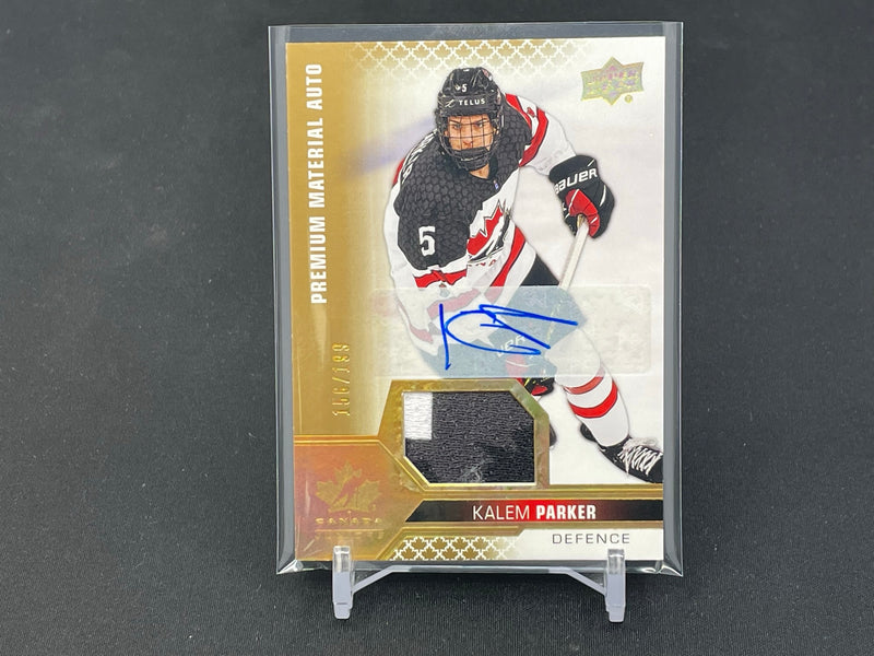 2022 UPPER DECK TEAM CANADA WORLD JUNIORS - PREMIUM MATERIAL AUTO - K. PARKER - #34 - #'D/199 - RELIC - AUTOGRAPH