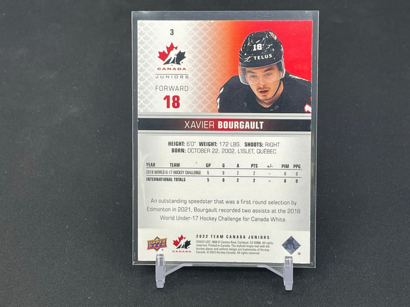 2022 UPPER DECK TEAM CANADA WORLD JUNIORS - EXCLUSIVES - X. BOURGAULT - #3 - #'D/100