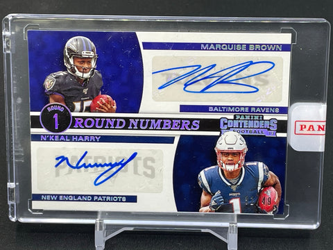 2019 PANINI CONTENDERS - ROUND NUMBERS - M. BROWN / N. HARRY - #RN-BH - #'D/49 - DUAL AUTOGRAPH