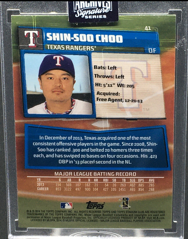 2020 TOPPS ARCHIVES SIGNATURE SERIES - 2014 TOPPS STADIUM CLUB - S. CHOO - #41 - #'D/1 - AUTOGRAPH