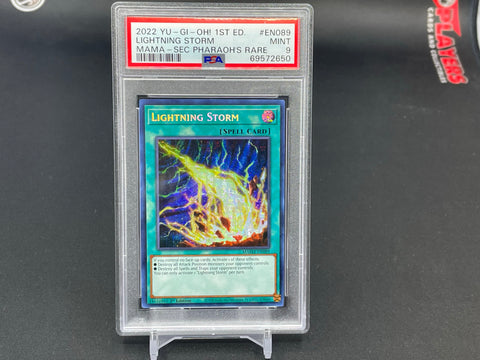 YU-GI-OH! MAGNIFICENT MAVENS - LIGHTNING STORM - SECRET PHARAOHS RARE - #EN089 - PSA 9