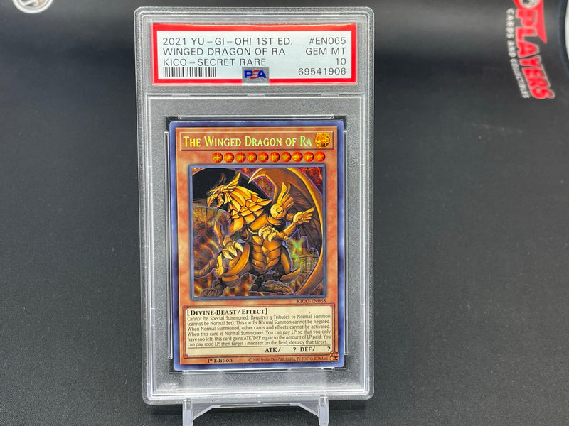 YU-GI-OH! - KING'S COURT - WINGED DRAGON OF RA - SECRET RARE - #EN065 - PSA  10