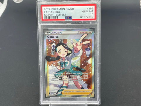 POKEMON - SILVER TEMPEST - CANDICE - FULL ART - #189 - PSA 10