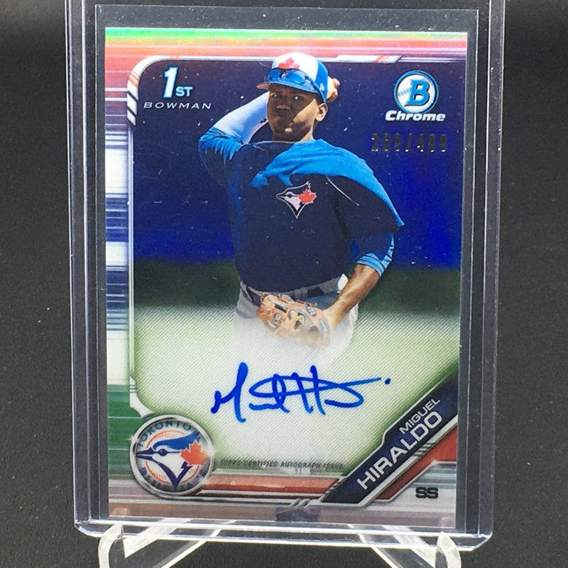 2019 TOPPS BOWMAN CHROME - REFRACTOR - FIRST BOWMAN - M. HIRALDO - #CPA-MH - #'D/499 - AUTOGRAPH