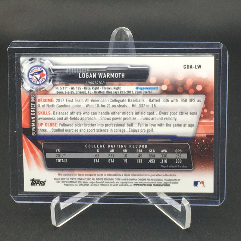 2017 TOPPS BOWMAN CHROME - 1ST BOWMAN - L. WARMOTH -