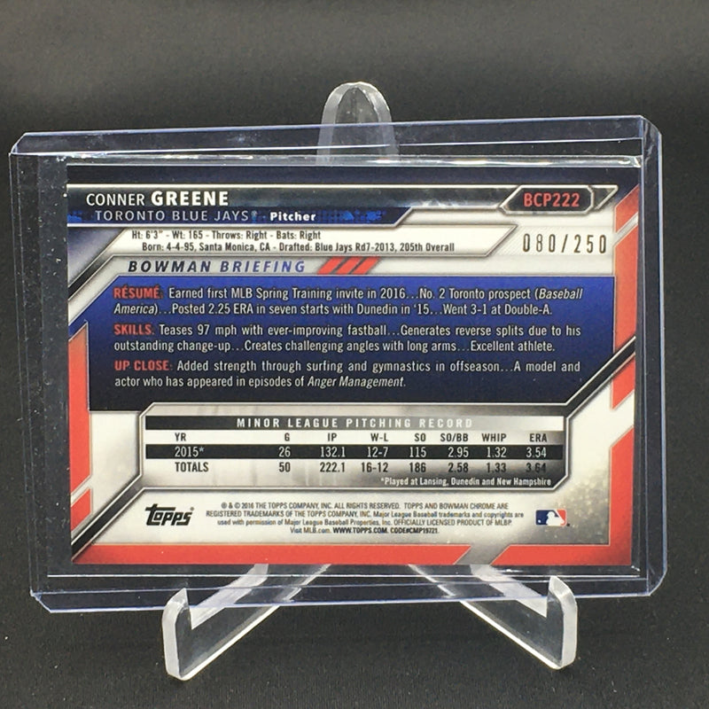 2016 TOPPS BOWMAN CHROME - PURPLE REFRACTOR - C. GREENE - #BCP222 - #'D/250
