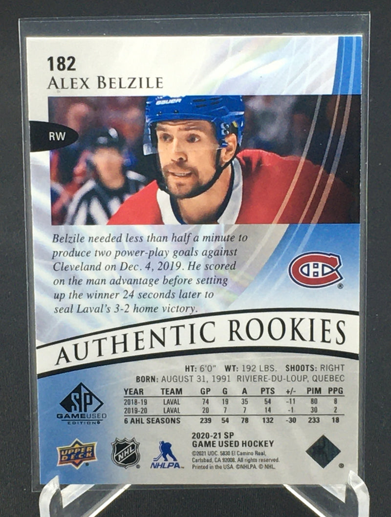 2020 UPPER DECK SP GAME USED - AUTHENTIC ROOKIES - A. BELZILE - #182 - #'D/199 - RC