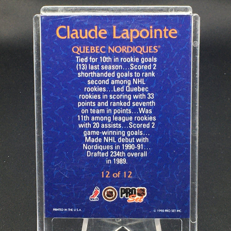 1992 PRO SET - ROOKIE GOAL LEADER - C. LAPOINTE -