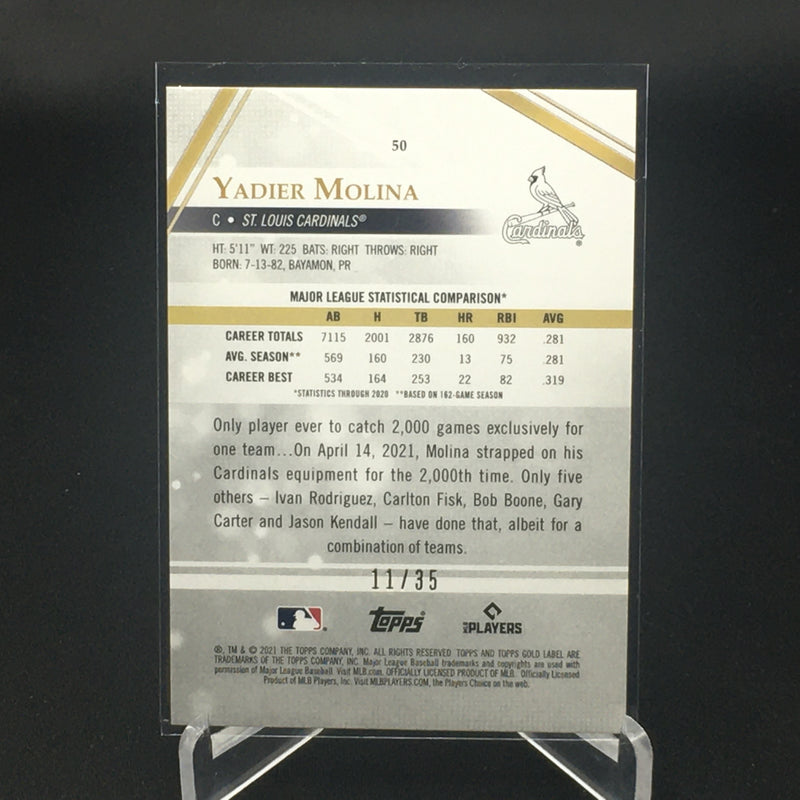 2021 TOPPS GOLD LABEL - PURPLE - Y. MOLINA - #50 - #'D/35