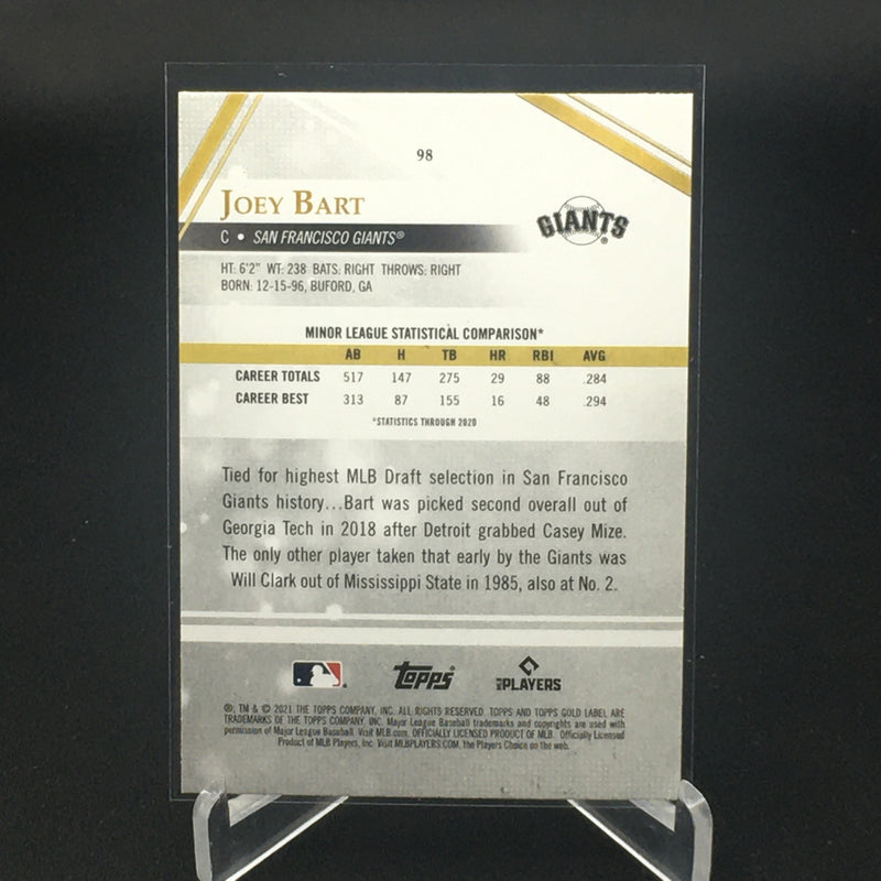 2021 TOPPS GOLD LABEL - BLACK - J. BART -