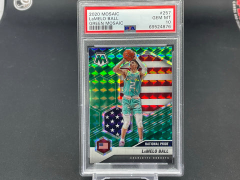 2020 PANINI MOSAIC - GREEN MOSAIC - NATIONAL PRIDE - L. BALL - #257 - PSA 10